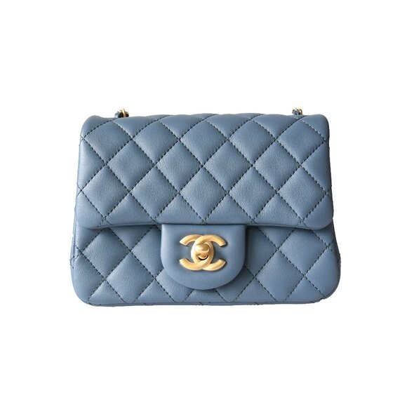 Chanel Lambskin Quilted Flap Bag Gold Hardware Blue - Picture 1 of 8